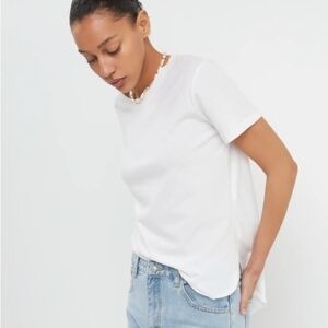 GREY LAB White T-Shirt With Curved Hem Size M